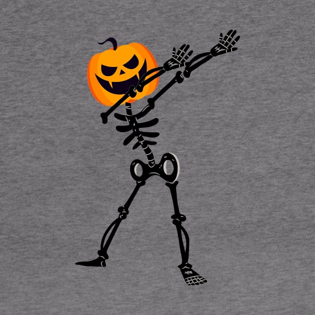 Dabbing Dab Skeleton Pumpkin Halloween Funny by macshoptee